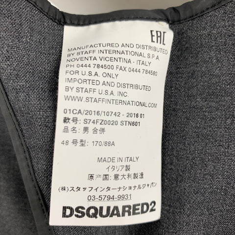 DSQUARED2 Size 40 White Grey Wool Blend Vest Layer Trucker Jacket