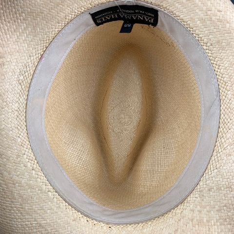 VINTAGE Natural Woven Straps Panama Fedora Hat