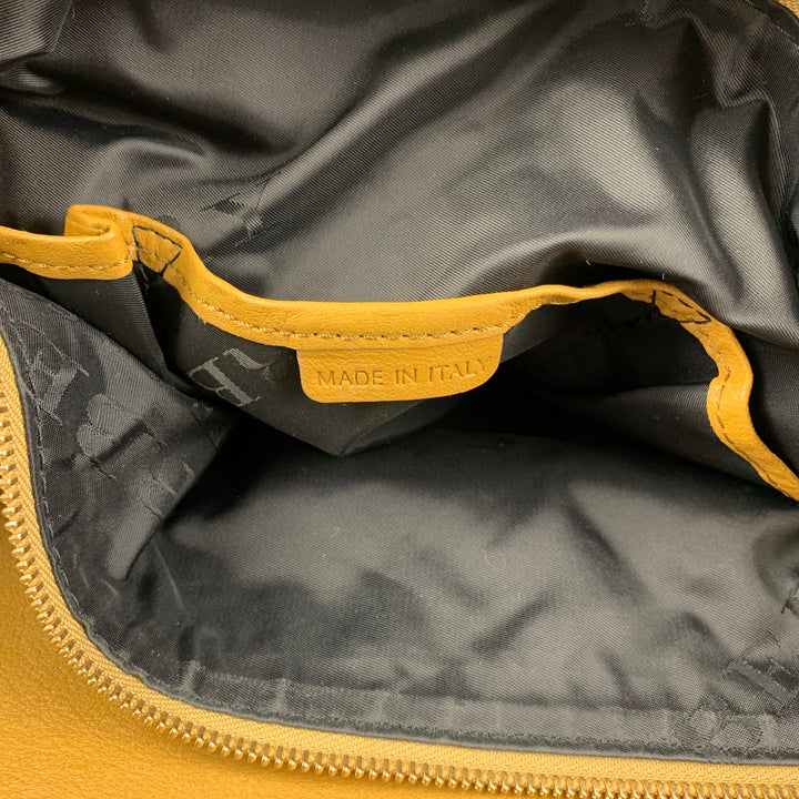 BURBERRY PRORSUM Mustard Ruched Leather Tote Handbag