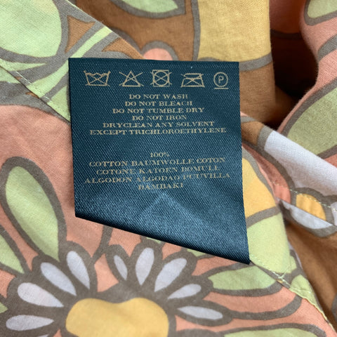 BURBERRY PRORSUM Spring 2006 Size M Brown & Orange Floral Cotton Button Down Long Sleeve Shirt