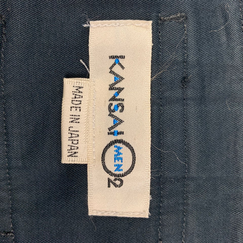 Vintage KANSAI MEN 2 Size 26 Black Pleated Cotton High Waisted Casual Pants
