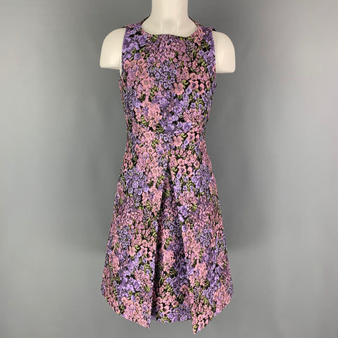MICHAEL KORS Talla 6 Vestido acampanado floral de poliéster rosa morado