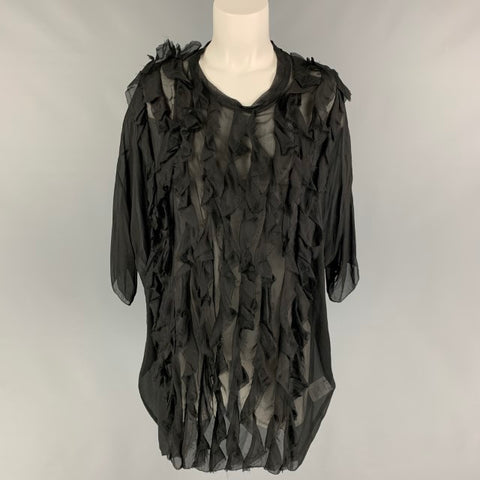 FAITH CONNEXION Talla S Blusa de manga corta con volantes de seda negra
