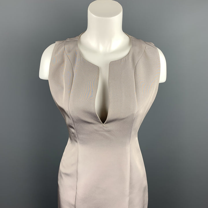 GUCCI Size 4 Gray Silk / Nylon Sleeveless Shift Dress
