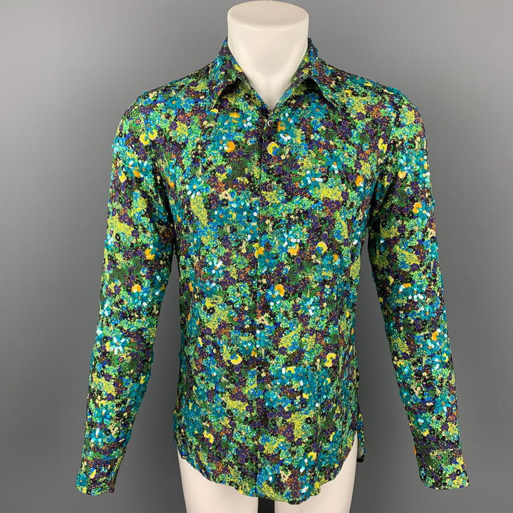 DRIES VAN NOTAN S/S 20 Talla XS Camisa de manga larga con botones de viscosa con cuentas verdes y azules