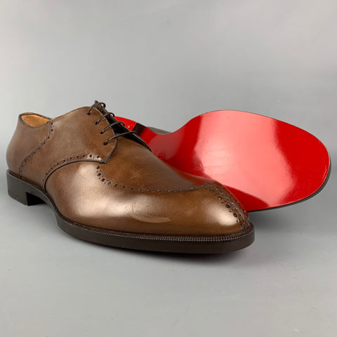 CHRISTIAN LOUBOUTIN Size 12 Brown Perforated Leather Oxford Lace Up Shoes
