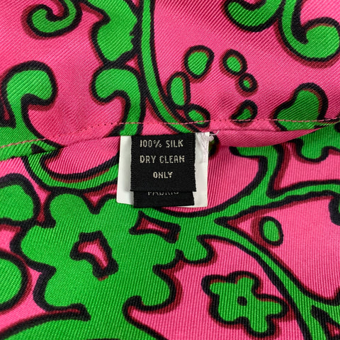 MARC JACOBS Size 6 Pink Silk Print Bow Blouse