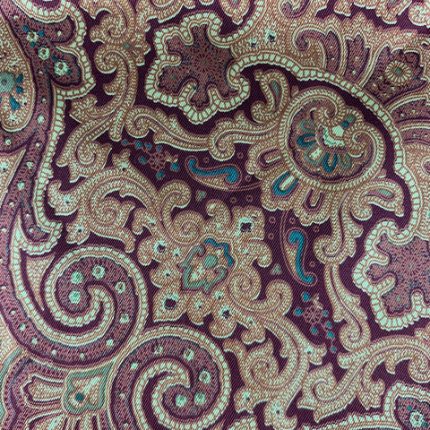 CHRISTIAN DIOR Burgundy Gold Paisley Pocket Square