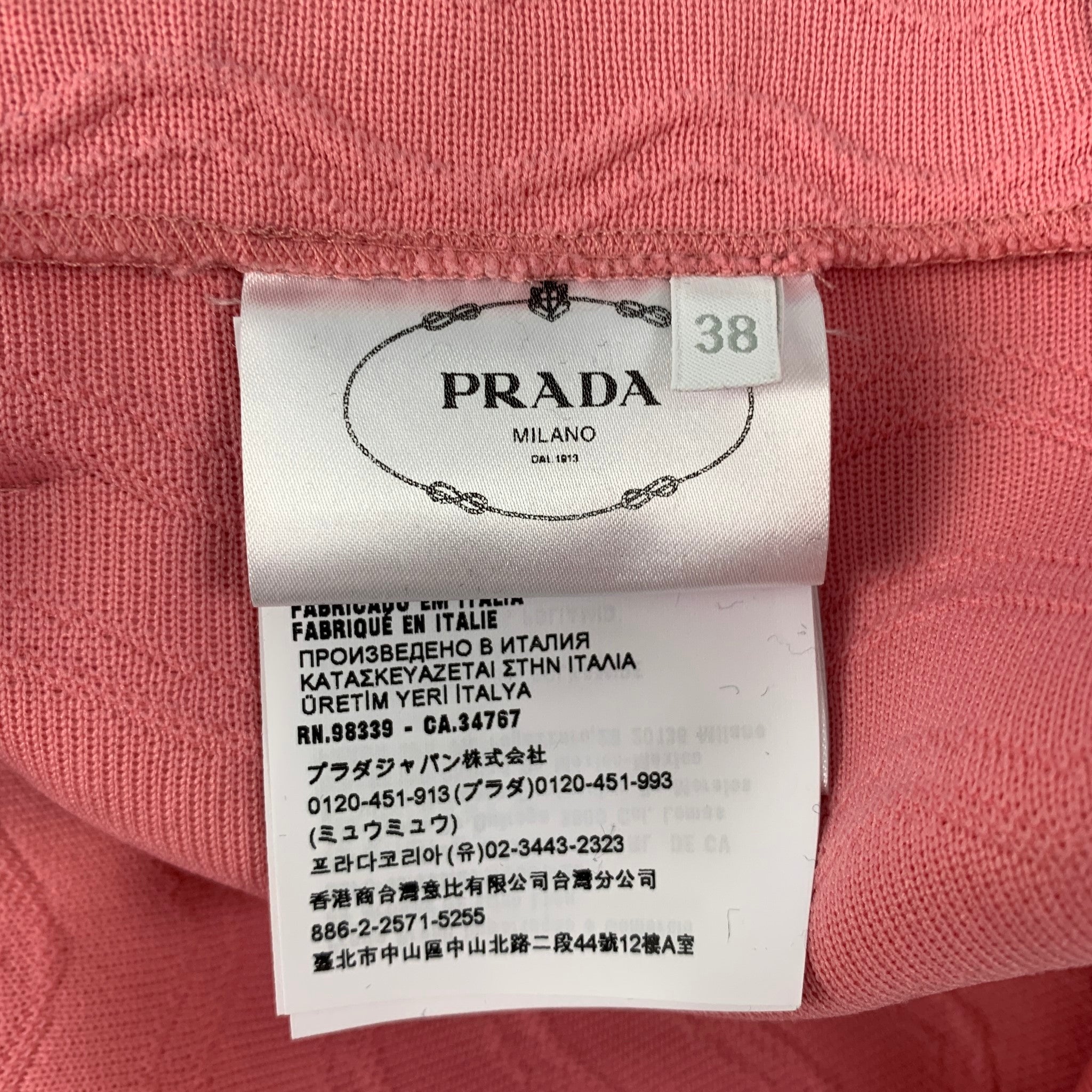 PRADA Size 2 Pink Polyester Blend Jacquard Belted Mini Skirt