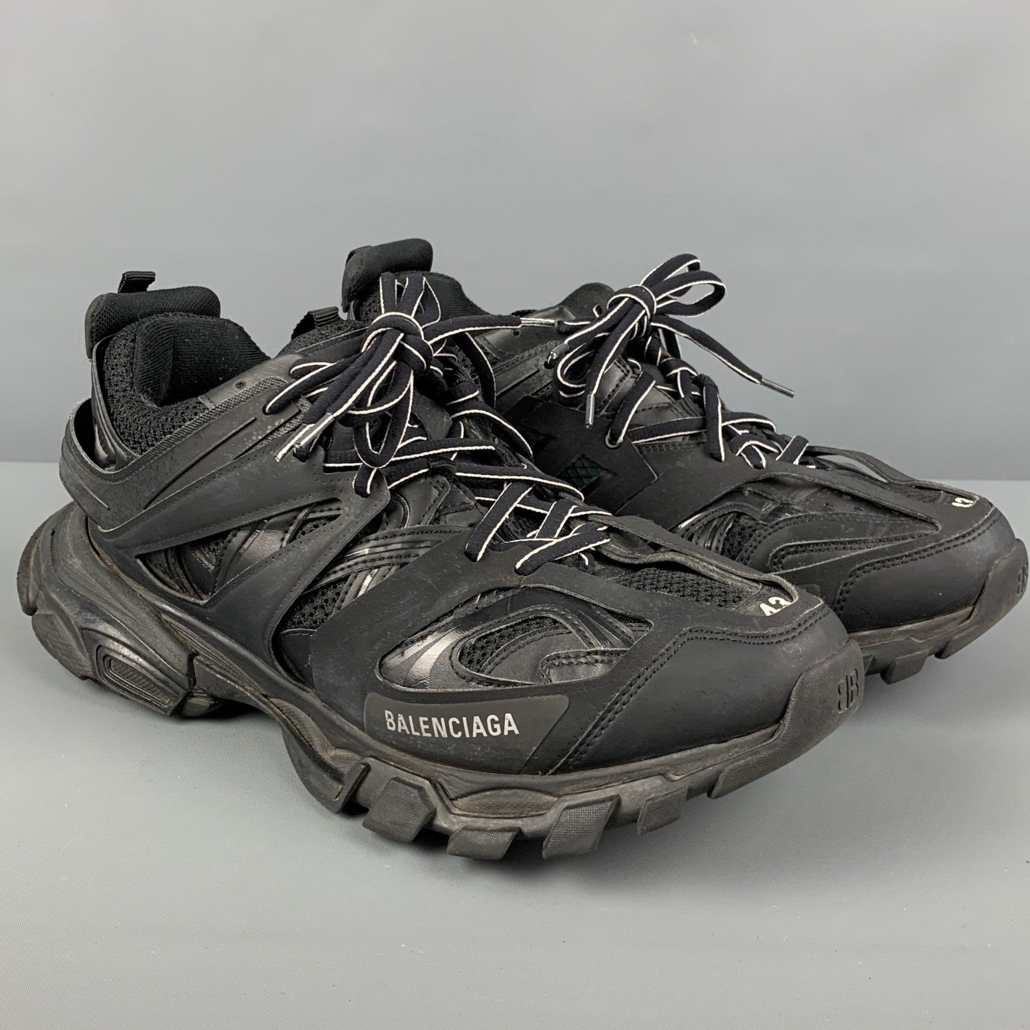 BALENCIAGA Size 10 Black Rubber Low Top Track Sneakers – Sui