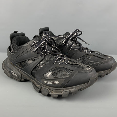 BALENCIAGA Size 10 Black Rubber Low Top Track Sneakers