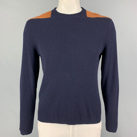 POLO by RALPH LAUREN Size L Navy Tan Cashmere Crew-Neck Sweater