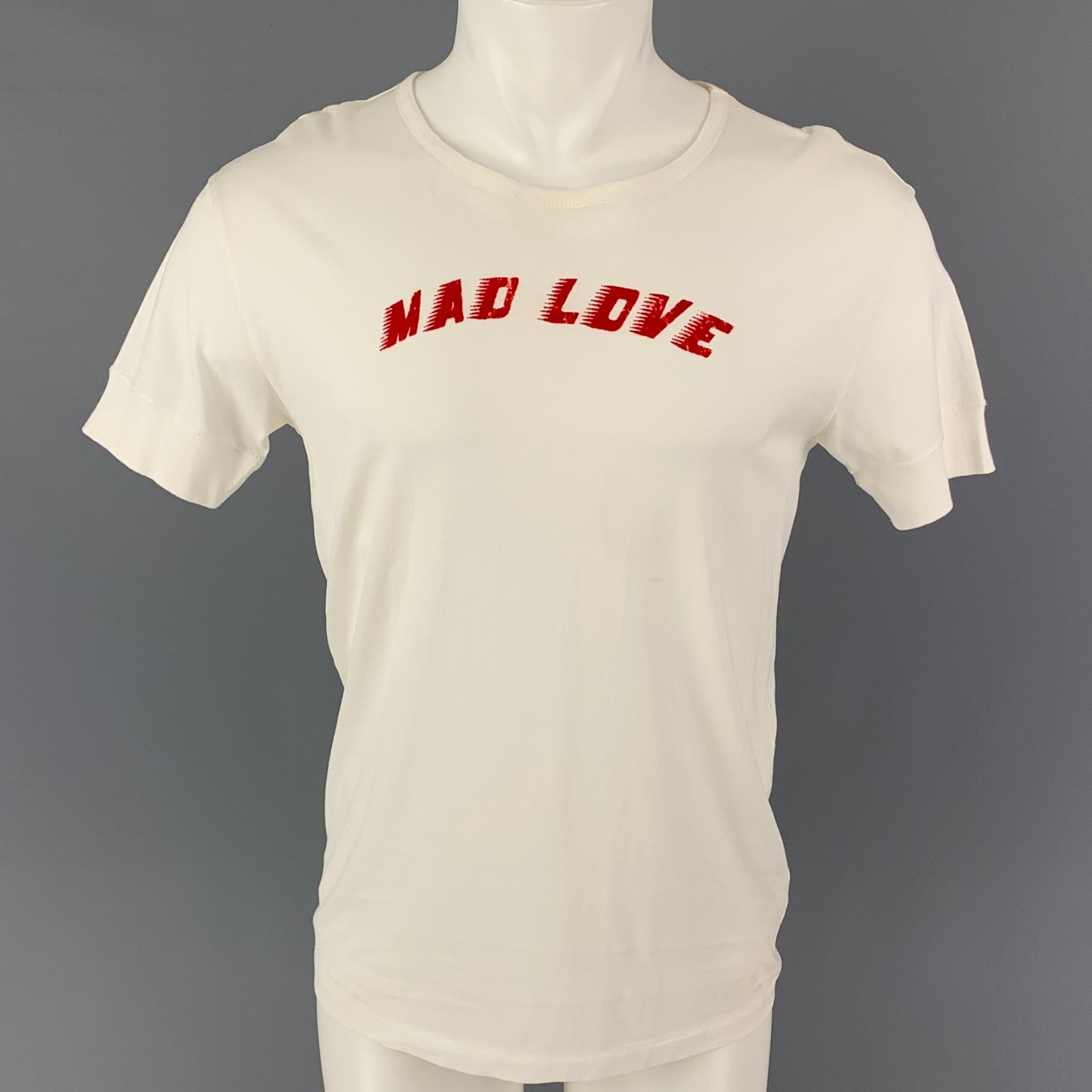 GIVENCHY Size XS White Print Cotton Mad Love T shirt Sui Generis