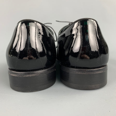 GIORGIO ARMANI Size 13 Black Patent Leather Lace Up Dress Shoes