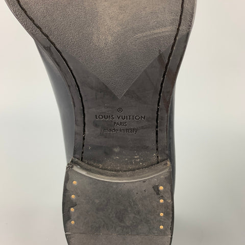 LOUIS VUITTON Size 12 Black Damier Leather Lace Up Dress Shoes