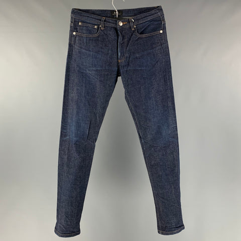 A.P.C. Size 29 Blue Indigo Cotton Tapered Button Fly Jeans