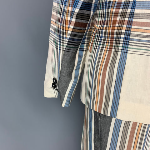 VIVIENNE WESTWOOD MAN Size 44 Multi-Color Plaid Wool / Linen Simulated Vest Suit