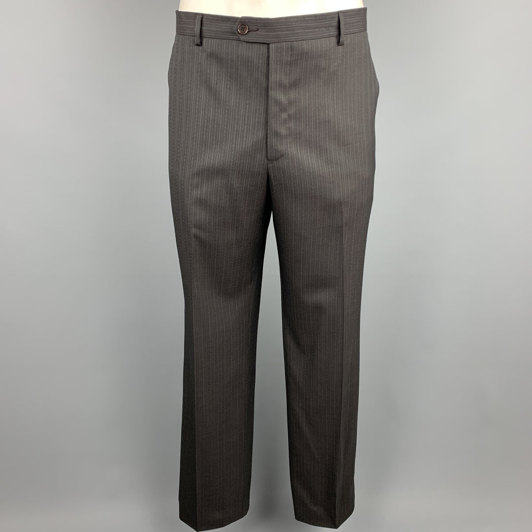 PAUL SMITH Size 42 Regular Brown Stripe Wool Notch Lapel Suit