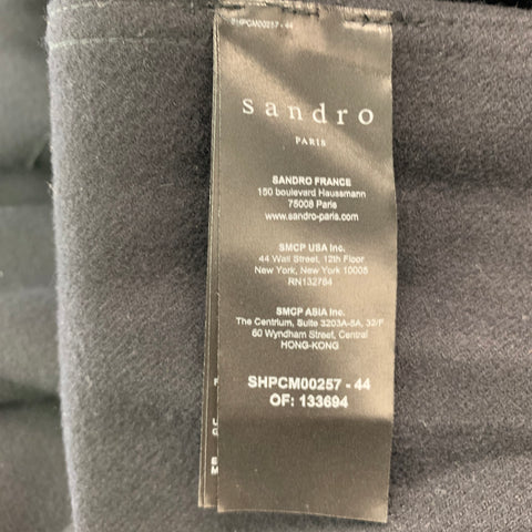 SANDRO Taille XXL Chemise à manches longues en mélange de laine noire avec boutons-pression