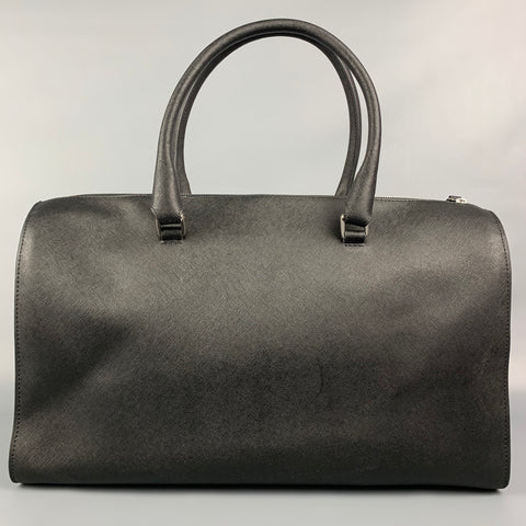 ROYCE Black Textured Leather Handmade Weekender Bag