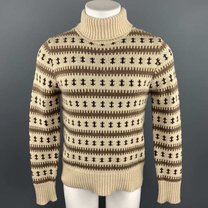 GANT RUGGER Size S Khaki Knitted Wool / Alpaca Turtleneck Sweater