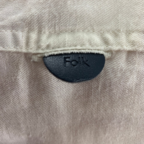 FOLK Taille M Chemise à manches courtes en coton/lin à pois jaune crème