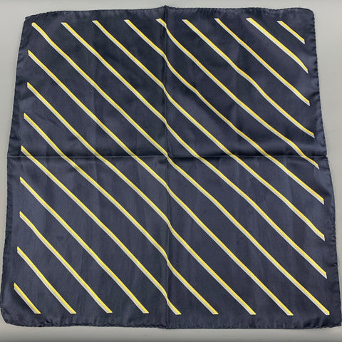 VINTAGE Navy Yellow Silk Pocket Square