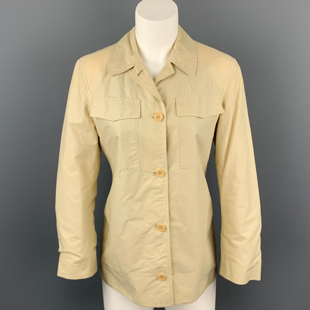 STRENESSE Size 6 Beige Cotton Patch Pocket Buttoned Jacket