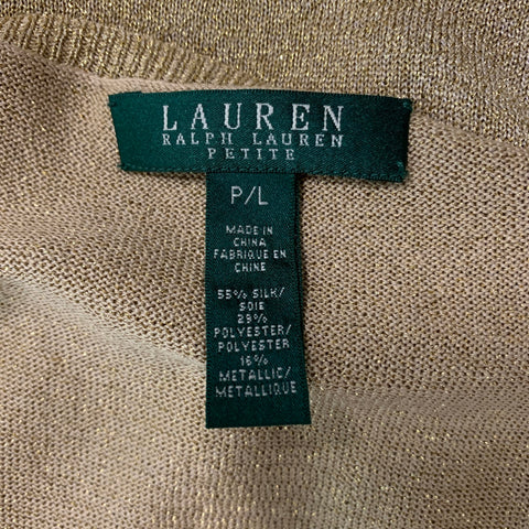 RALPH LAUREN Size L Gold Silk &  Polyester Solid Dress Top