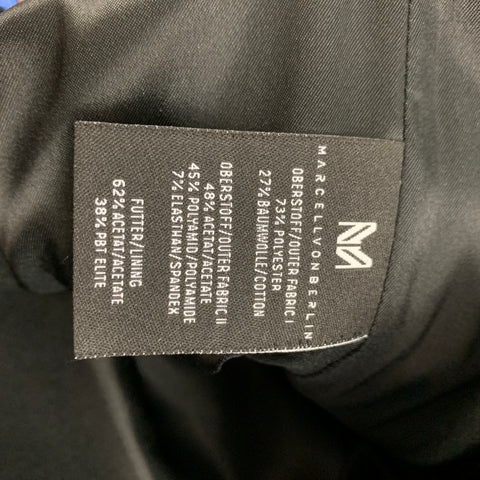 MARCELL VON BERLIN Size 34 Black Silver Blue Jacquard Metallic Zip Fly Dress Pants