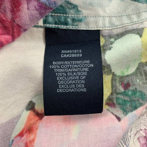 ROBERT GRAHAM Edición limitada Talla XL Camisa de manga larga bordada de algodón abstracto multicolor