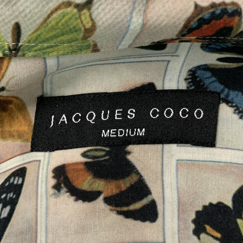 JACQUES COCO Size M Cream Multicolour Butterfly One pocket Short Sleeve Shirt