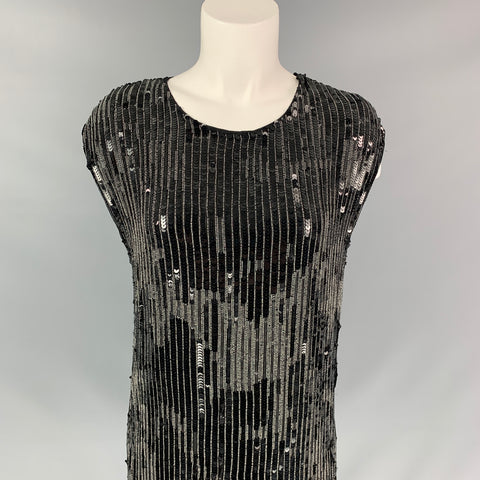 ALLSAINTS SPITALFIELDS Size 2 Black Viscose Beaded Sleeveless Dress