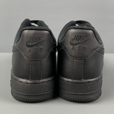 NIKE Size 8.5 Black Leather Air Force Sneakers