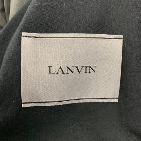 LANVIN Size 44 Black White Houndstooth Virgin Wool  Zip Up Jacket