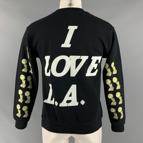 RHUDE Size XS Black White Graphic Cotton Crew-Neck Sweatshirt