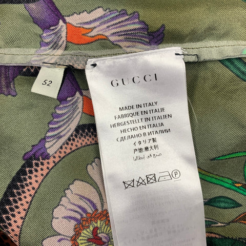 GUCCI Size L Multi-Color Print Silk Camp Short Sleeve Shirt