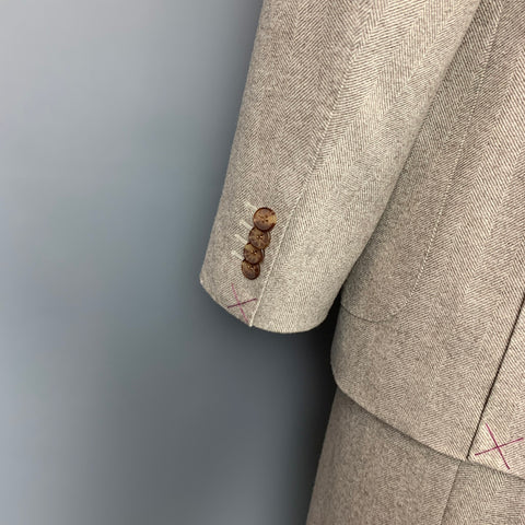SUIT SUPPLY Size 48 Brown Herringbone Wool Notch Lapel Suit