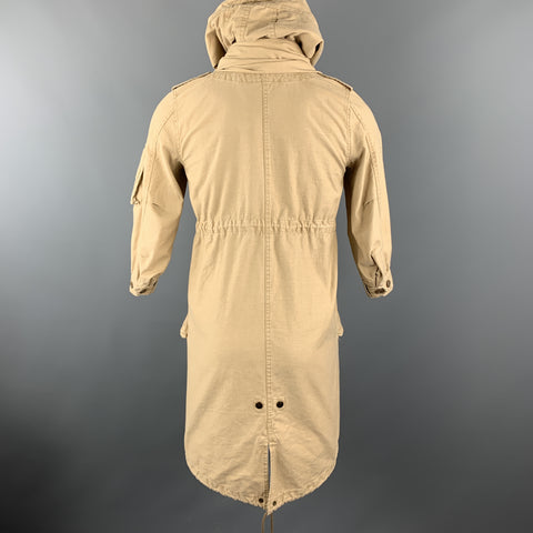 THE DRESS & CO. Size 42 Khaki Cotton Hooded Drawstring Cape Jacket