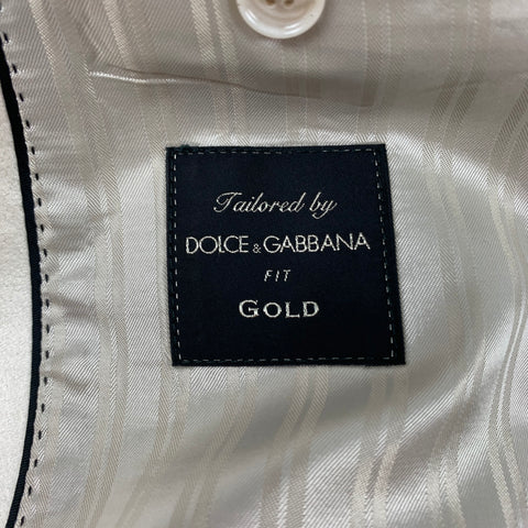 DOLCE & GABBANA Size 40 Regular Beige Cotton / Silk Peak Lapel Sport Coat
