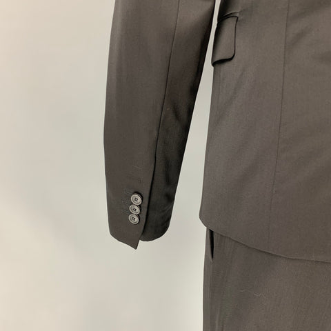 EMPORIO ARMANI Size 40 Black Virgin Wool / Polyamide Peak Lapel Suit