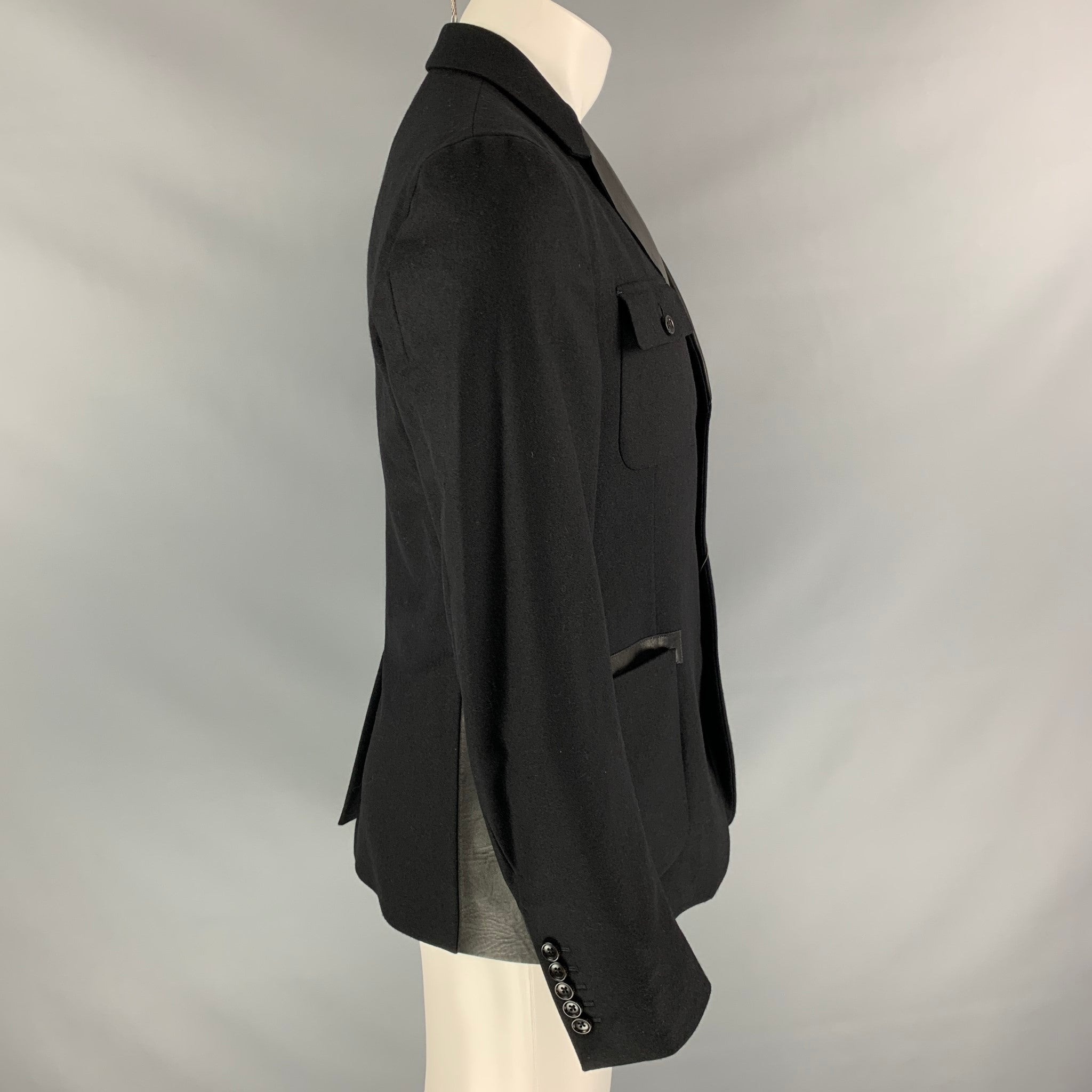 GUCCI by Tom Ford Size 38 Black Wool Leather Detail Jacket – Sui