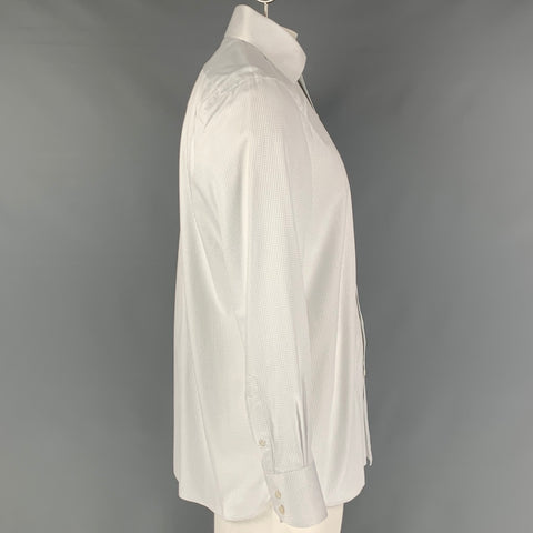 TOM FORD Size L White Window Pane Cotton Button Up Long Sleeve Shirt