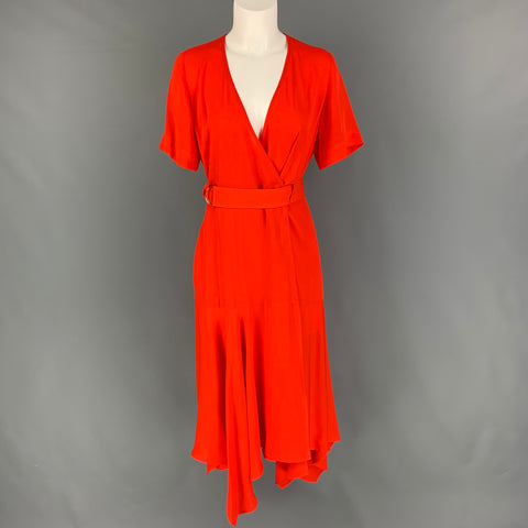 Vestido cruzado asimétrico de seda naranja talla 6 de ALC