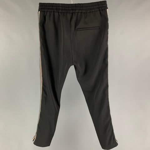 CMMN SWND Taille 30 Pantalon décontracté en polyester à bordure rayée taupe noir