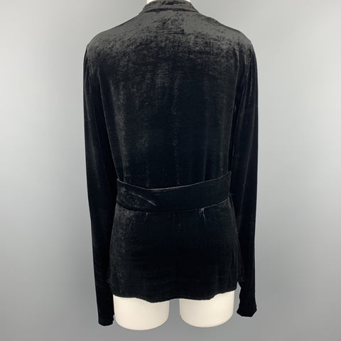 JEAN PAUL GAULTIER Size 10 Black Silk Blend Velour Band Collar Dress Top