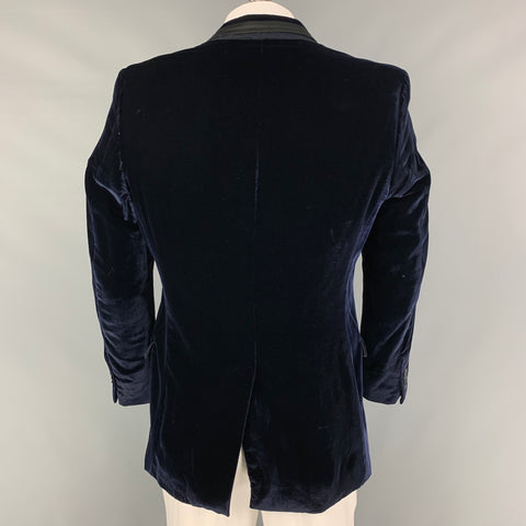 DOLCE & GABBANA Size 42 Navy Black Velvet Cotton Blend Sport Coat