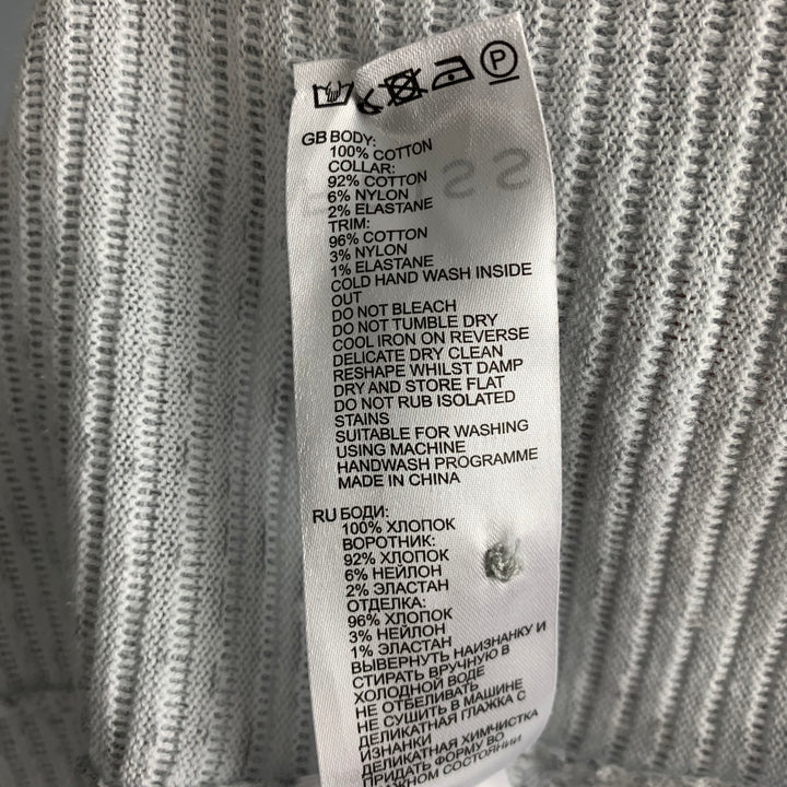 REISS Size M White & Grey Stripe Cotton Polo