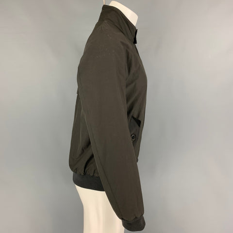 BARACUTA Talla 40 Chaqueta con cremallera de poliéster y algodón verde oliva