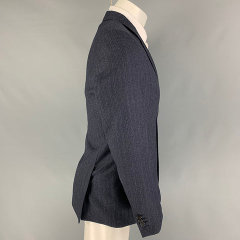 BURBERRY PRORSUM Size 40 Navy Stripe Wool Notch Lapel Sport Coat